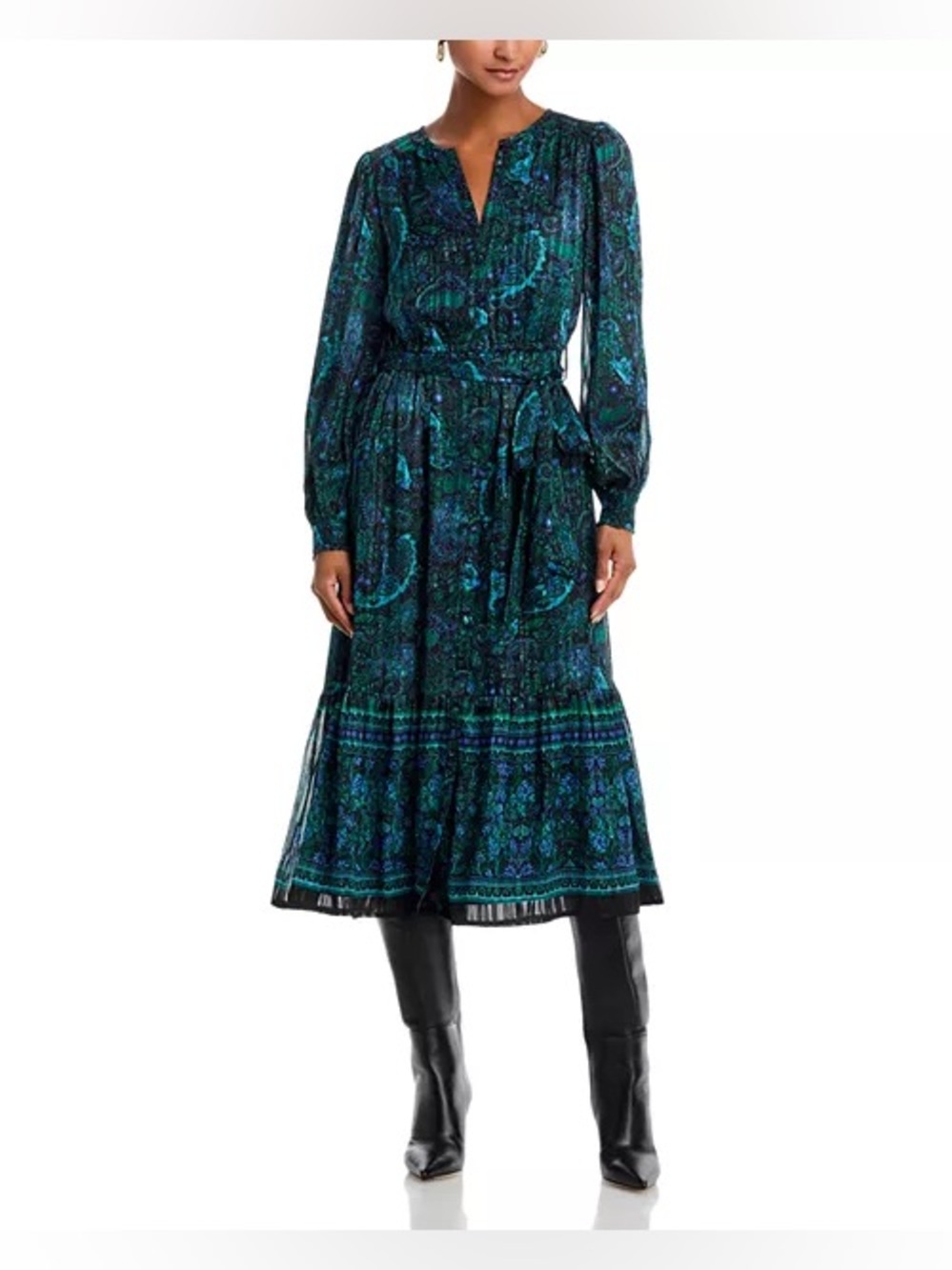 Aqua Paisley Print Midi Dress Size Small NWT - C76